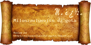Miloszavlyevits Ágota névjegykártya